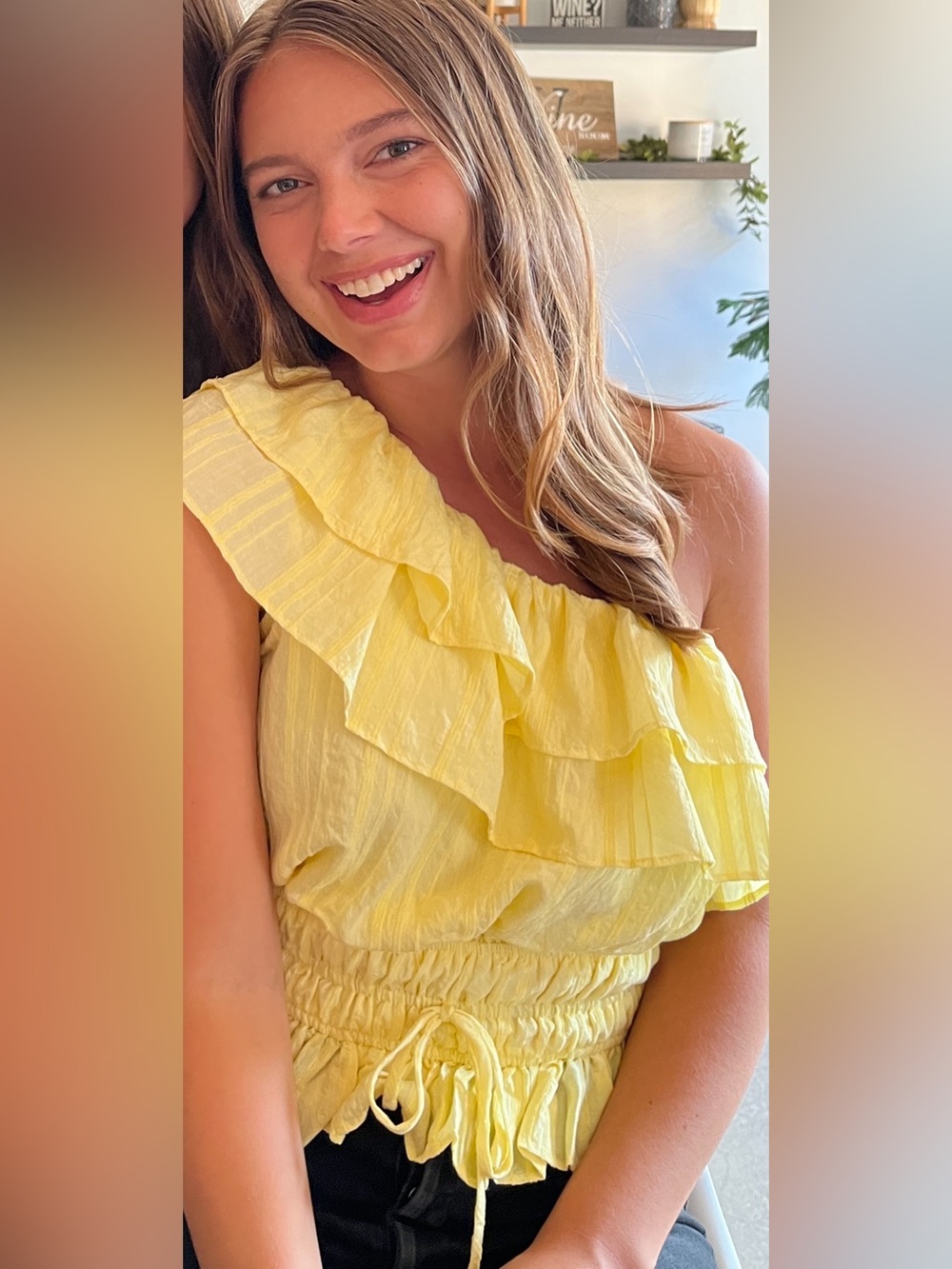 Lush Yellow Ruffle Crop Top